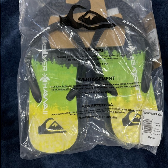 NWT Quiksilver Men’s Flip Flops Yellow & Black Size 12 - Picture 4 of 5